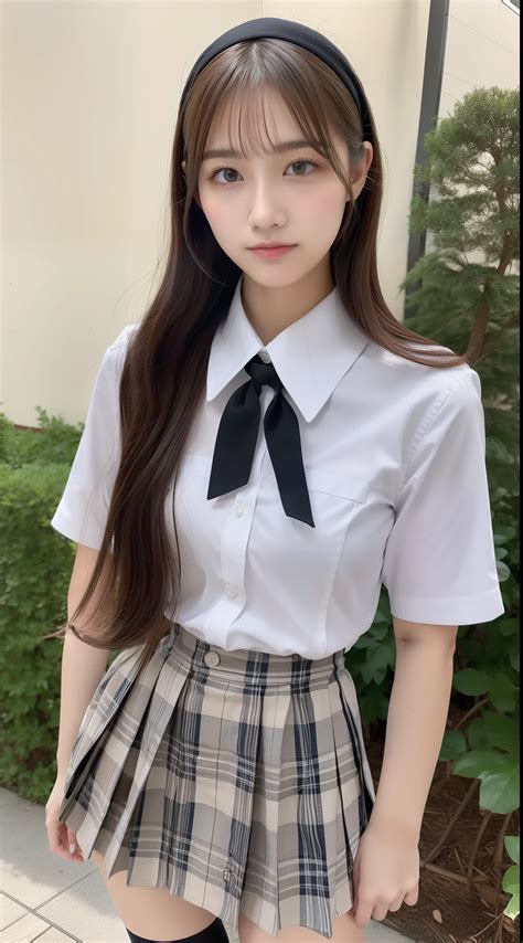 High School Girl In Buttoned S Seaart Ai