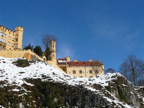 Hohenschwangau Castle On Rock At Winter Germany Bavaria Free Image