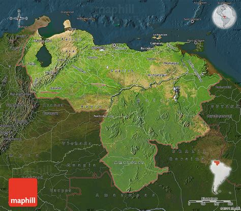 Satellite Map Of Venezuela Darken