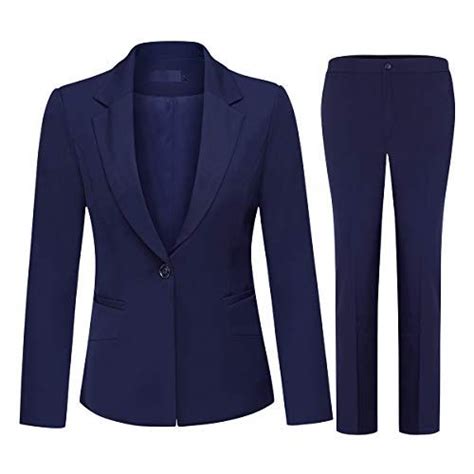 Womens 2 Piece Office Lady Business Suit Set Slim Fit Blazer Pant In