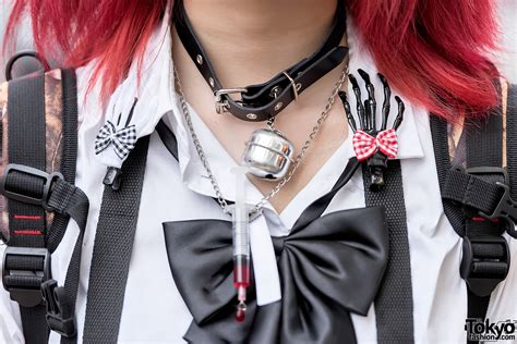 Harajuku Goth Girl W Pink Hair Bell Choker Demonia Platforms