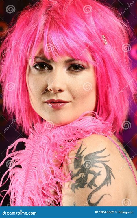 Woman With Pink Hair Stock Photography Image 18648662