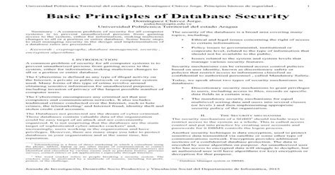 Principios Básicos De Seguridad En Base De Datos Pdf Document