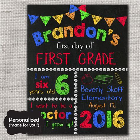 First Day Of School Signfirst Day Of School Chalkboard Printable Sign