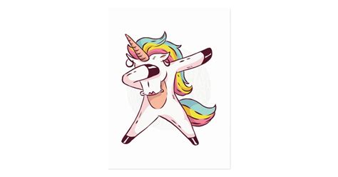 Cool Dabbing Unicorn Rainbow Trendy Dance Moves Postcard