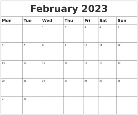 February 2023 Calendar Printable Pdf Blank Templates Vrogue