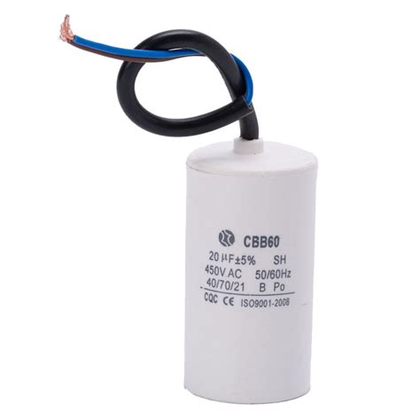 Cbb60 Run Capacitor 450v Ac 20uf With Wire Lead Run Round Capacitor For