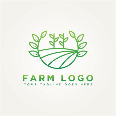 Farming Logo Minimalist Line Art Badge Logo Design Stock Vector