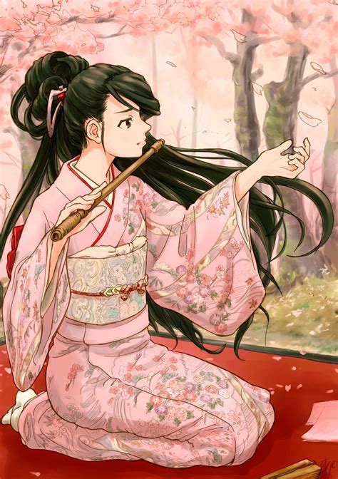 Frisch Anime Girl In Kimono Artwork Seleran