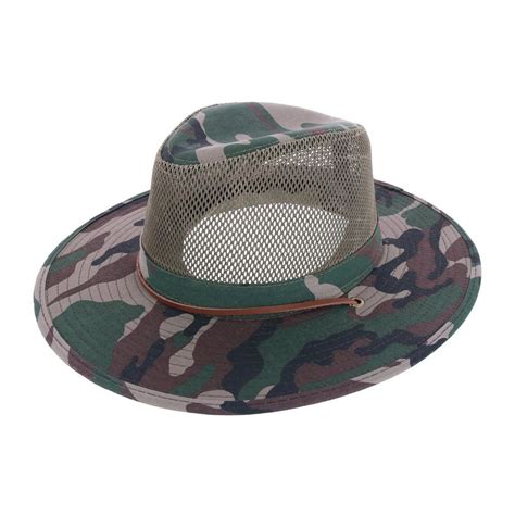 Elysiumland Mens Camo Outdoor Safari Hat With Mesh Crown In 2022 Safari Hat Hats Hats For Men