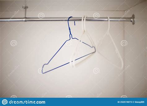 Wire Coat Hangers On A Clothing Rail Stock Image Image Of Empty Rail