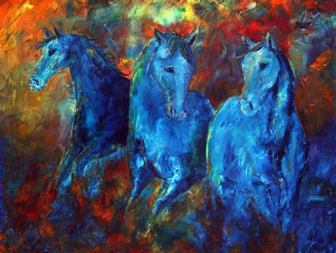 Abstract Horse Painting Blue Equine Painting By Jennifer