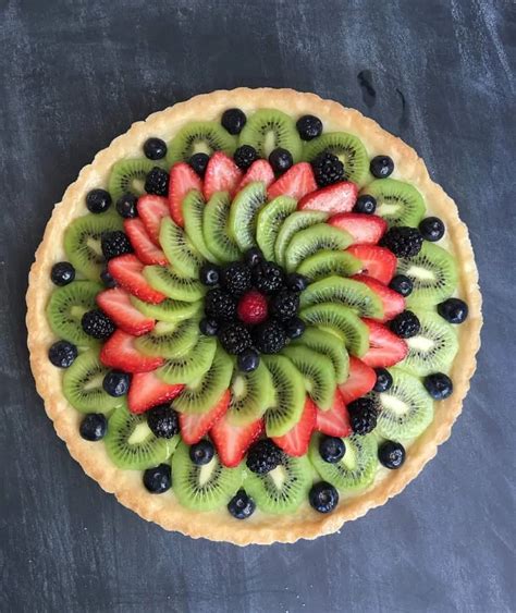 Fresh Fruit Tart With Vanilla Pastry Cream And Shortbread Cookie Crust