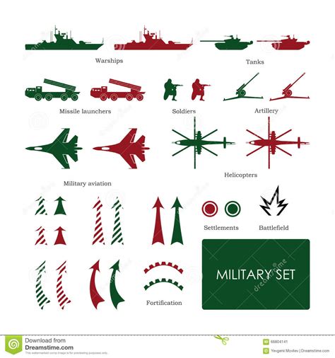 Military Set For Tactical Map With Detailed Icons Stock Vector Image