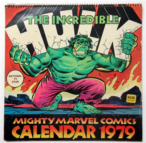 1979 Calendar The Incredible Hulk Mighty Marvel Comics Stan Lee Vintage