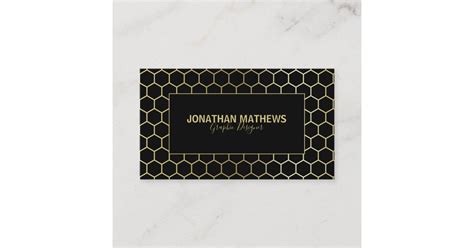 Modern Professional Black Gold Hexagon Geometry Business Card Zazzle
