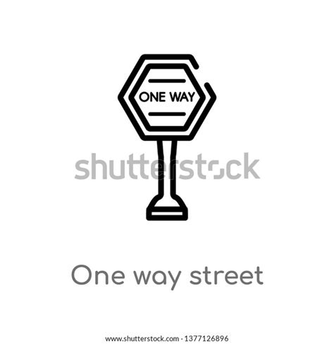 One Way Street Vector Line Icon Stock Vector Royalty Free 1377126896