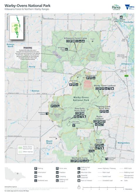 Warby Ovens National Park Killawarra Visitor Guide Map By Parks