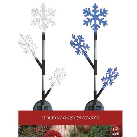 Alpine 3 Tier Solar Snowflake Stake With Led Lights