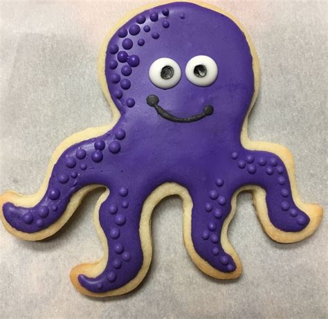Purple Octopus Sugar Cookie With 4 Legs Biscoitos Decorados Bolachas