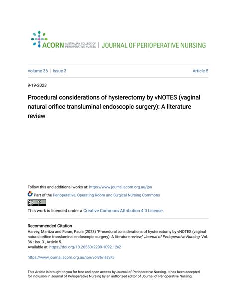 Pdf Procedural Considerations Of Hysterectomy By Vnotes Vaginal