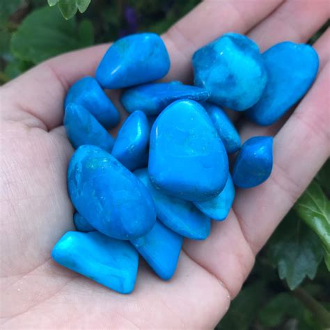Pack Of 2 Blue Howlite Tumbled Stones Blue Turquoise Etsy