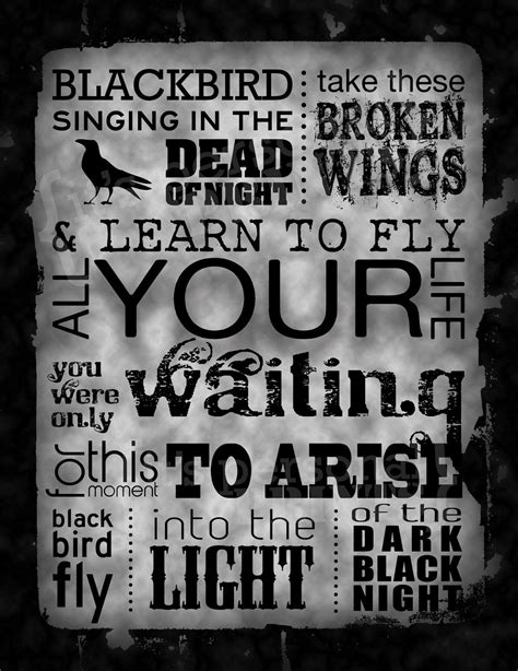 The Beatles Blackbird Subway Art Beatles Poster Blackbird Lyrics