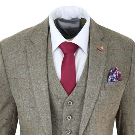 mens tweed check olive green wine suit tailored fit peaky etsy uk