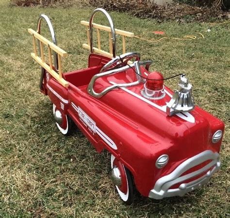 Vintage Metal Fire Truck Pedal Car - Massengale Plith1983