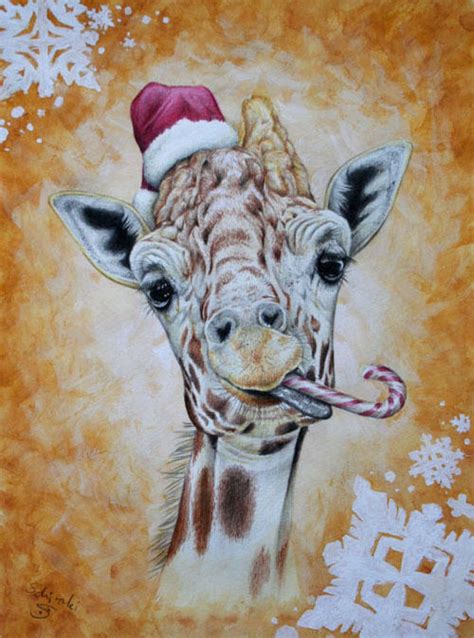 Christmas Giraffe By Schiraki On Deviantart Giraffe Art Giraffe