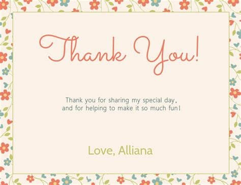 Copy Of Floral Thank You Card Template Postermywall