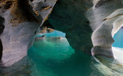 Nature Landscape Cave Chile Lake Turquoise Water Marble Cathedral Erosion 3000x1875