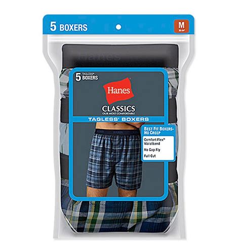 Hanes Classic Mens Yarn Dyed Exposed Waistband Boxer P5
