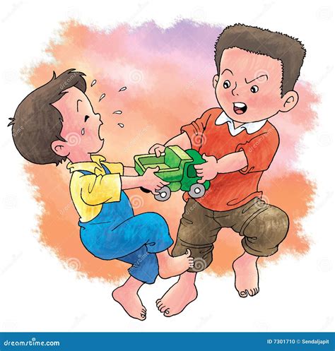 Fight Over Toy Stock Illustration Illustration Of Tearful 7301710