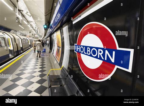 Holborn Underground Station London Uk Train Arriving At The Platform