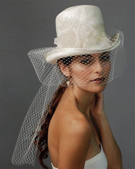 Gorgeous White Hat Elegant Hats Veiled Hats Wedding Hats