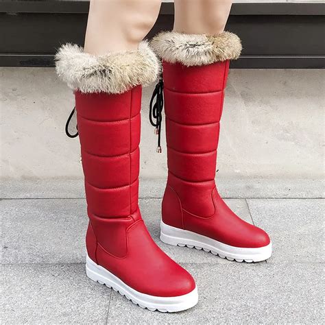 Botas De Nieve Planas Informales Para Mujer Zapatos C Lidos De Felpa Hasta La Rodilla Plataforma