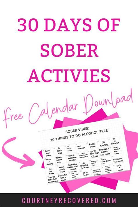 Free Calendar With 30 Fun Things To Do Your First 30 Days Of Sobriety