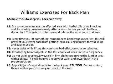 Williams Exercises For Back Pain