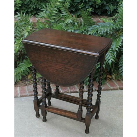 Antique English Oak Barley Twist Table Gate Leg Drop Leaf Oval Table