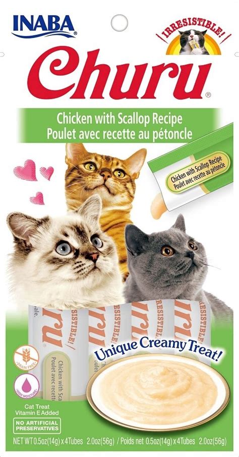 Catit creamy lickable cat treat natural tasty. Inaba Churu Puree Cat Treats Chicken w/ Scallop 2 oz ...