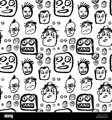 Doodles Faces Pattern Stock Vector Image And Art Alamy