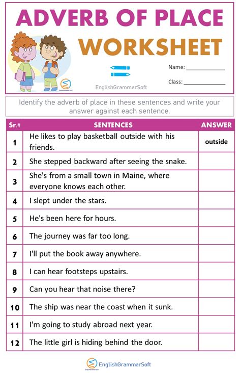 Adverb Of Place List Examples And Worksheet Englishgrammarsoft