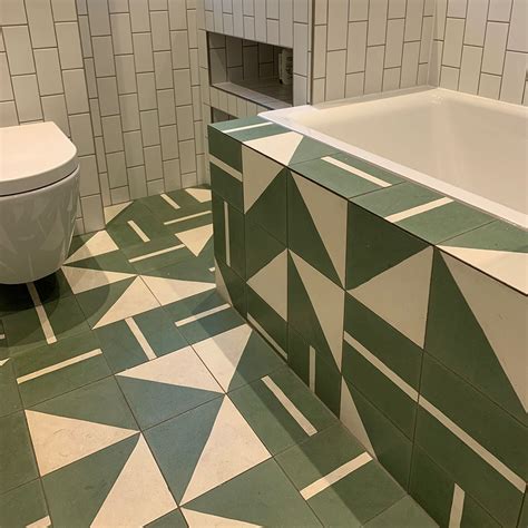 Green Geometry Encaustic Cement Tile Otto Tiles And Design Encaustic