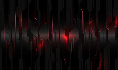Abstract Red Light Power Circuit On Black Metallic Cyber Geometric