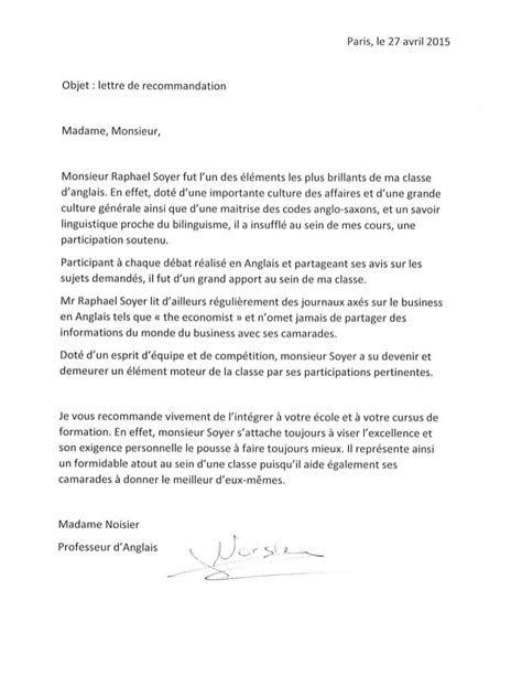 Lettre De Recommandation