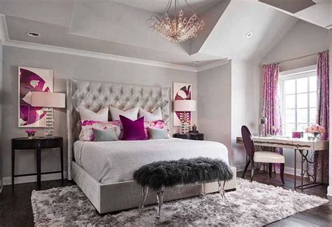 Beautiful Romantic White And Magenta Luxury Bedroom Decor With Tall