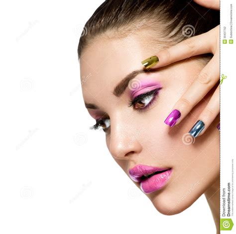Beautiful Fashion Girls Face Stock Photo Image Of Colour