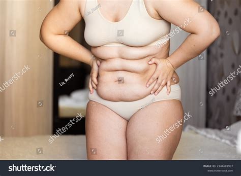 Cropped Overweight Fat Woman Holding Tummy Stock Photo Shutterstock