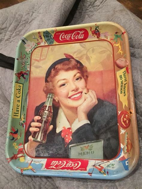 Vintage Coke Serving Tray 1950s MENU GIRL COKE COCA COLA Serving Tray
